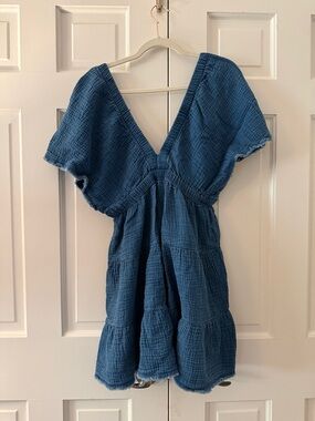 aerie Blue Gauze Swim Coverup Dress
